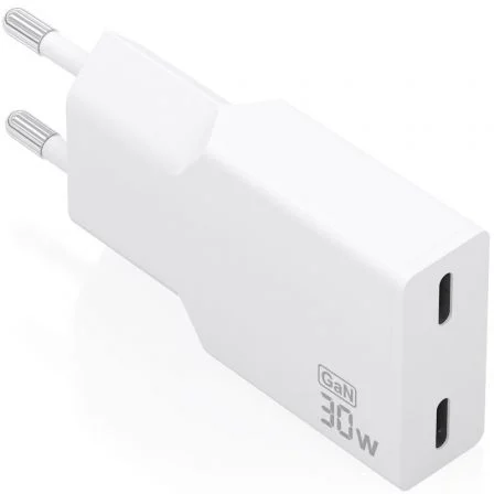 AISENS Cargador GaN 30W Ultra Delgado 2xUSB-C Blanco AISENS Cargador GaN 30W Ultra Delgado 2xUSB-C Blanco